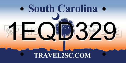 1EQD329 South Carolina License Plate