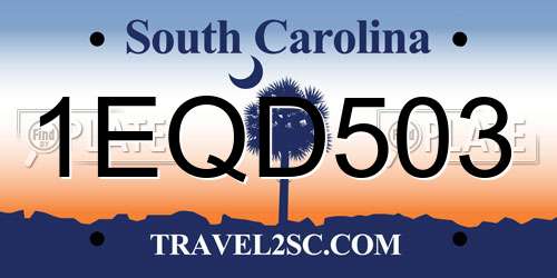 1EQD503 South Carolina License Plate