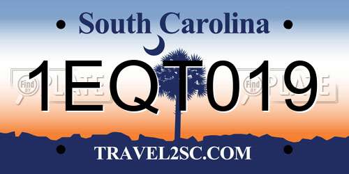 1EQT019 South Carolina License Plate