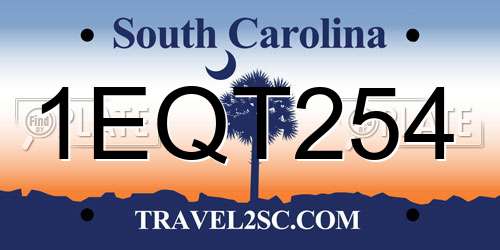 1EQT254 South Carolina License Plate