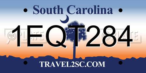 1EQT284 South Carolina License Plate