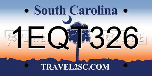 1EQT326 South Carolina License Plate