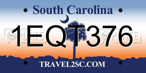 1EQT376 South Carolina License Plate