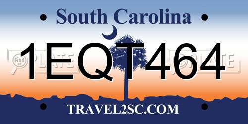 1EQT464 South Carolina License Plate