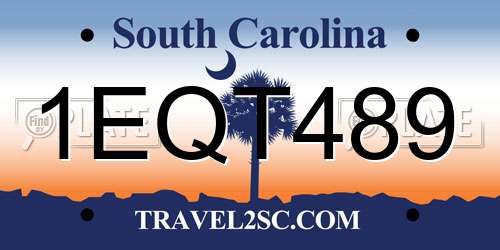 1EQT489 South Carolina License Plate