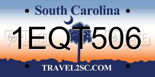 1EQT506 South Carolina License Plate