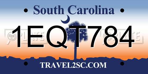 1EQT784 South Carolina License Plate