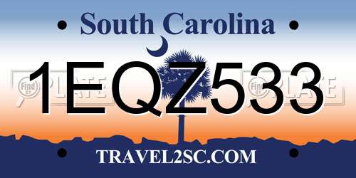 1EQZ533 South Carolina License Plate