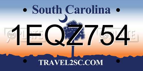 1EQZ754 South Carolina License Plate