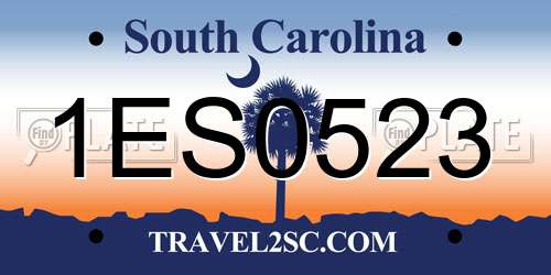 1ES0523 South Carolina License Plate
