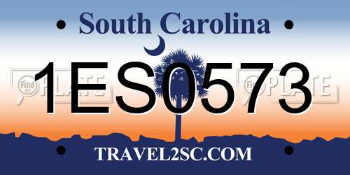 1ES0573 South Carolina License Plate