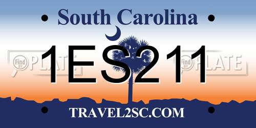 1ES211 South Carolina License Plate