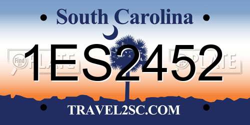 1ES2452 South Carolina License Plate