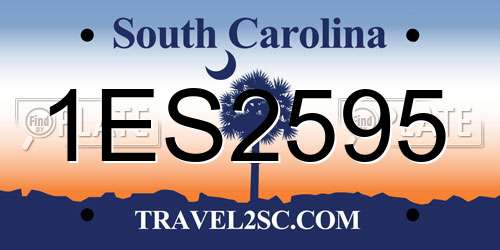 1ES2595 South Carolina License Plate