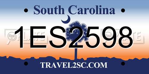 1ES2598 South Carolina License Plate