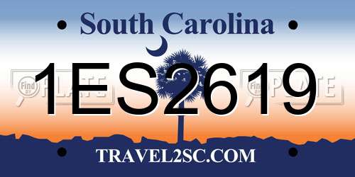 1ES2619 South Carolina License Plate