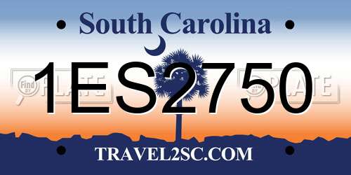 1ES2750 South Carolina License Plate