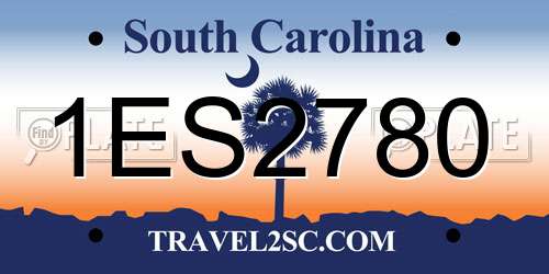 1ES2780 South Carolina License Plate