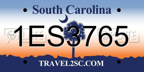1ES3765 South Carolina License Plate