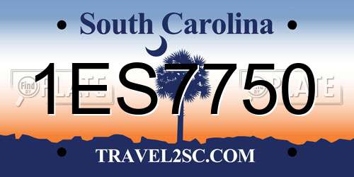 1ES7750 South Carolina License Plate