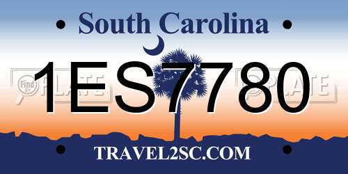 1ES7780 South Carolina License Plate