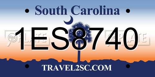 1ES8740 South Carolina License Plate