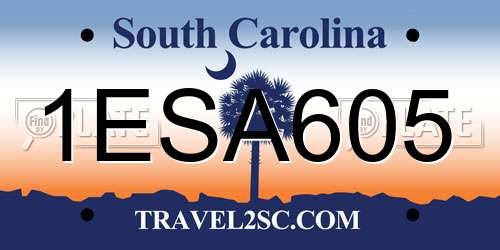 1ESA605 South Carolina License Plate