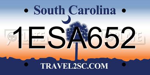 1ESA652 South Carolina License Plate