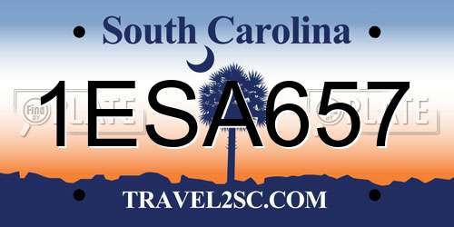 1ESA657 South Carolina License Plate