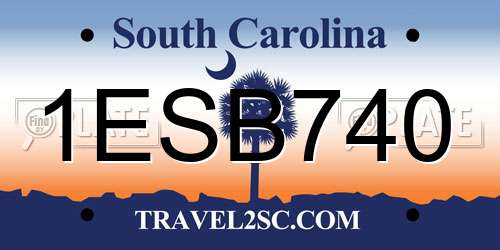 1ESB740 South Carolina License Plate