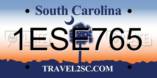 1ESE765 South Carolina License Plate