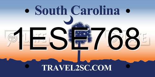 1ESE768 South Carolina License Plate