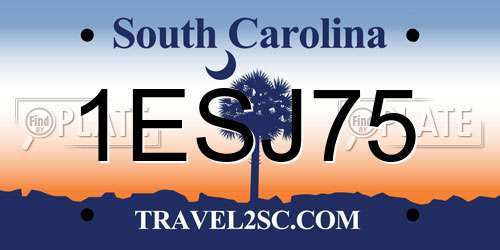 1ESJ75 South Carolina License Plate