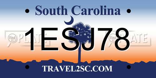 1ESJ78 South Carolina License Plate