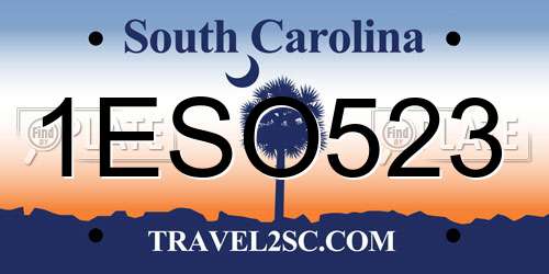 1ESO523 South Carolina License Plate