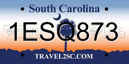 1ESQ873 South Carolina License Plate