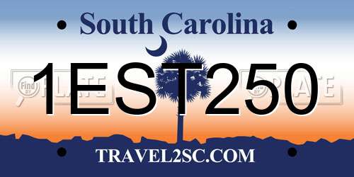 1EST250 South Carolina License Plate