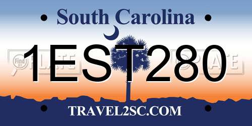 1EST280 South Carolina License Plate