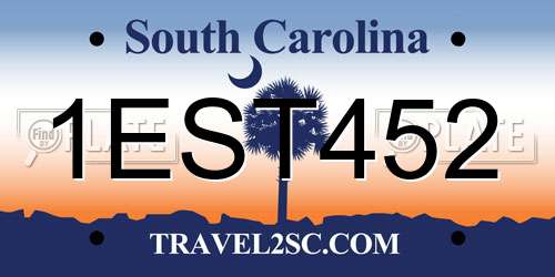 1EST452 South Carolina License Plate
