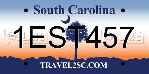 1EST457 South Carolina License Plate