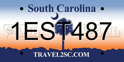 1EST487 South Carolina License Plate