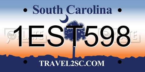 1EST598 South Carolina License Plate
