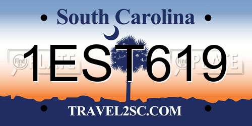 1EST619 South Carolina License Plate