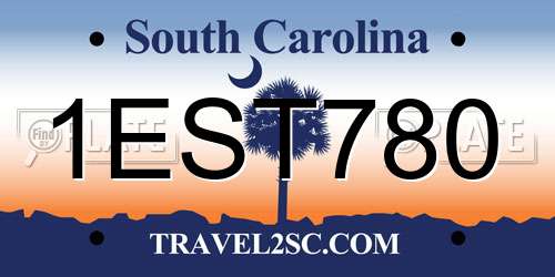 1EST780 South Carolina License Plate
