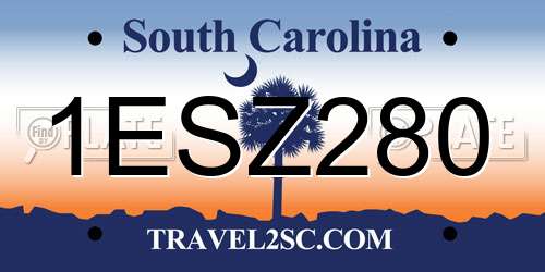1ESZ280 South Carolina License Plate