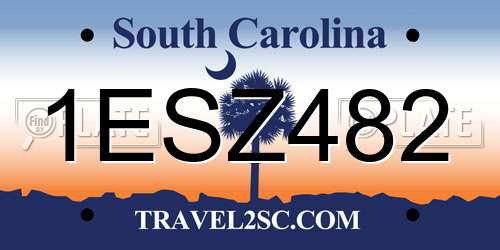 1ESZ482 South Carolina License Plate