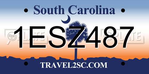 1ESZ487 South Carolina License Plate