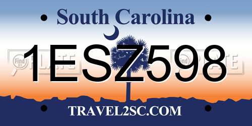 1ESZ598 South Carolina License Plate