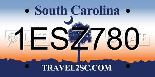 1ESZ780 South Carolina License Plate