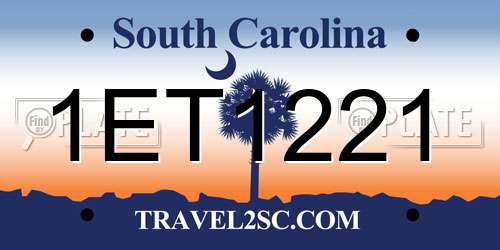 1ET1221 South Carolina License Plate